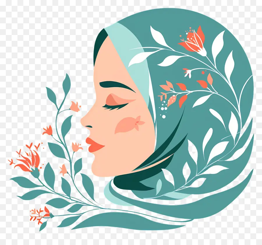 Salão De Beleza，Hijab Floral PNG