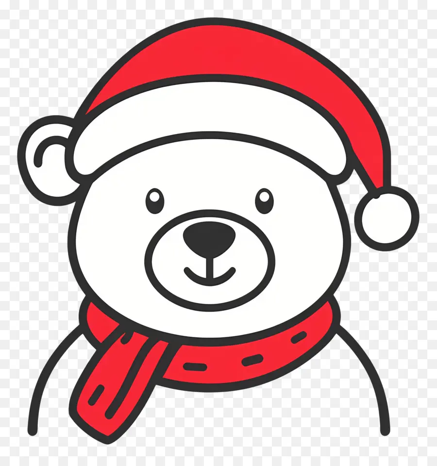 Urso De Natal，Urso Branco Com Lenço Vermelho PNG