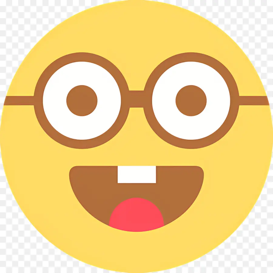 Emoji Nerd，Cara Sorridente PNG