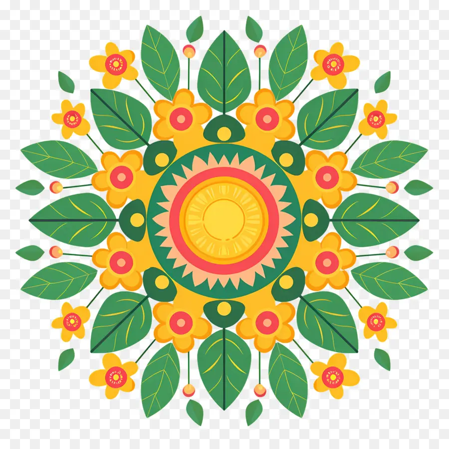 Pookalam，Mandala Floral PNG