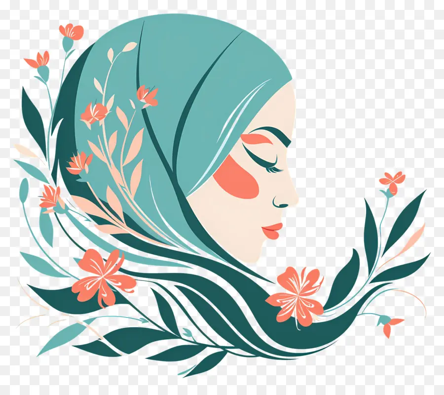 Salão De Beleza，Hijab Floral PNG