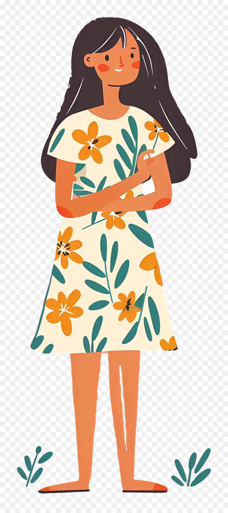 Linda Mulher，Menina Com Flores PNG