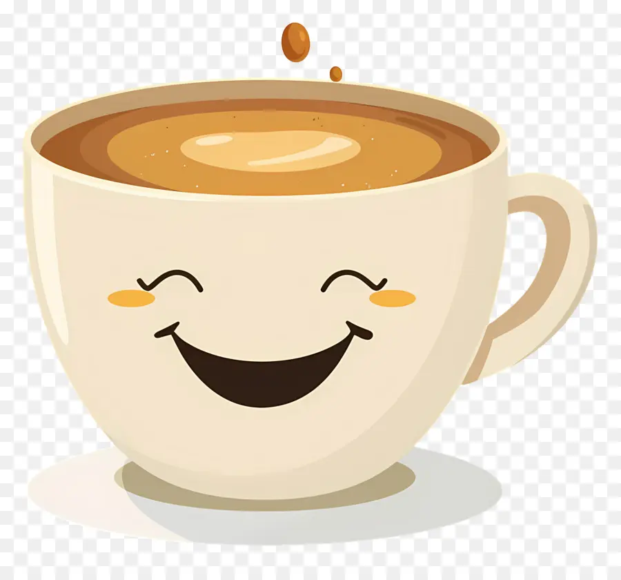 Café Kawaii，Xícara De Café Sorridente PNG