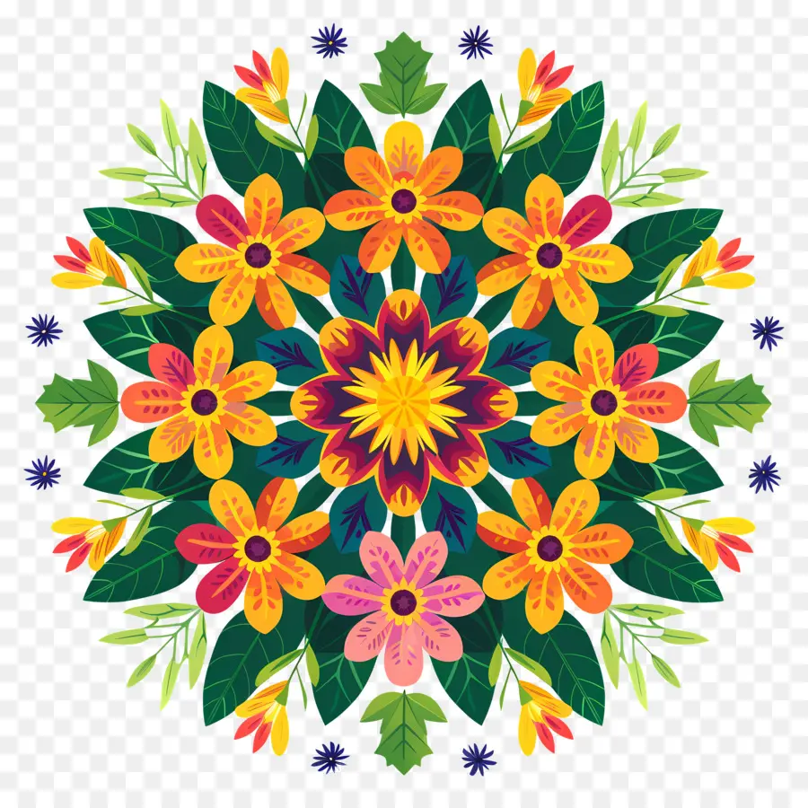 Pookalam，Padrão De Flor Colorida PNG