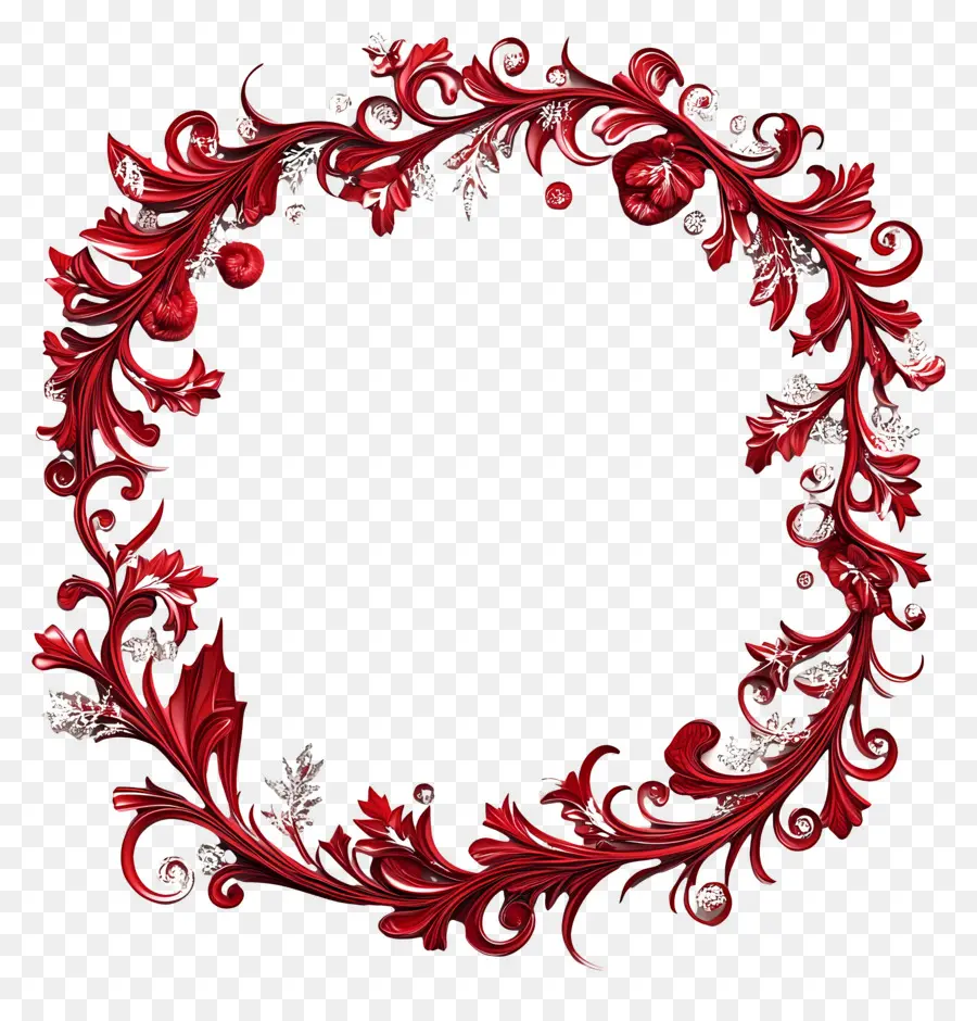 Moldura De Natal Vermelha，Moldura Floral Vermelha PNG