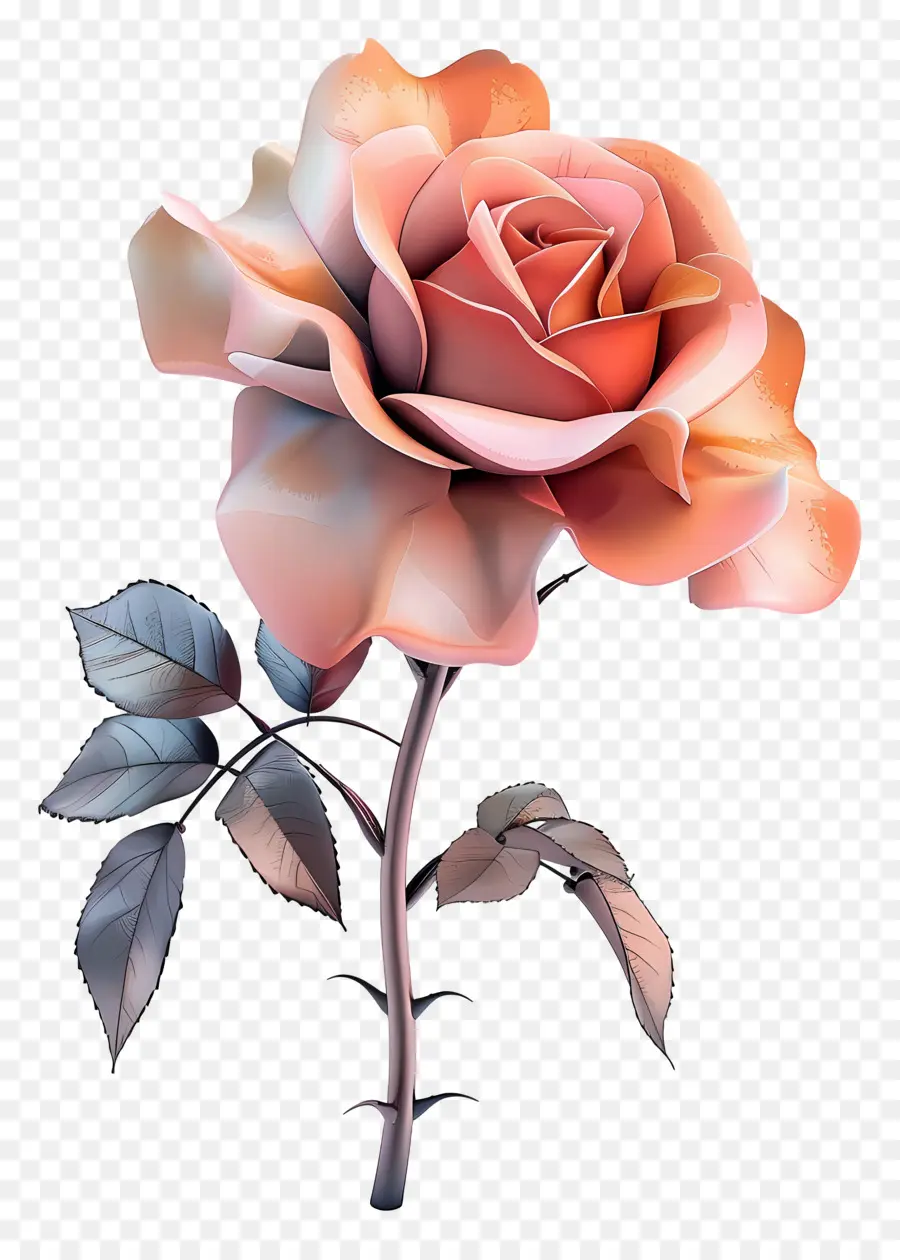 Flor 3d，Rosa Vermelha PNG