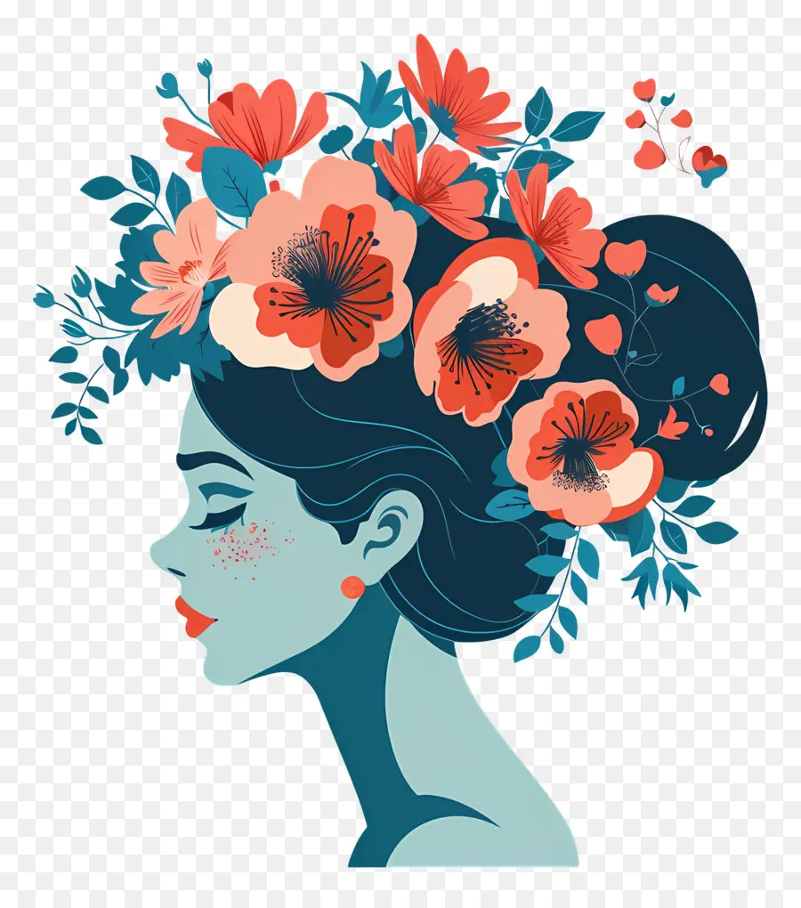 Salão De Beleza，Mulher Com Cabelo Floral PNG