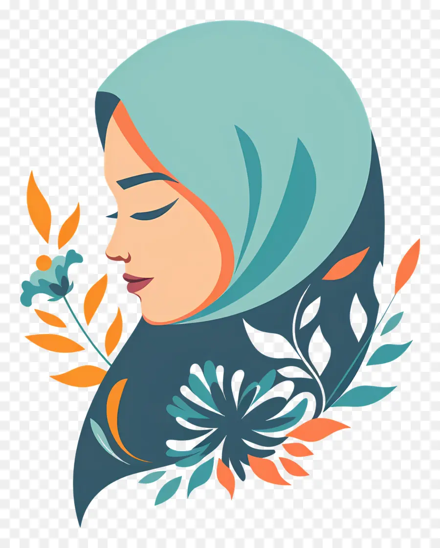 Salão De Beleza，Hijab Floral PNG