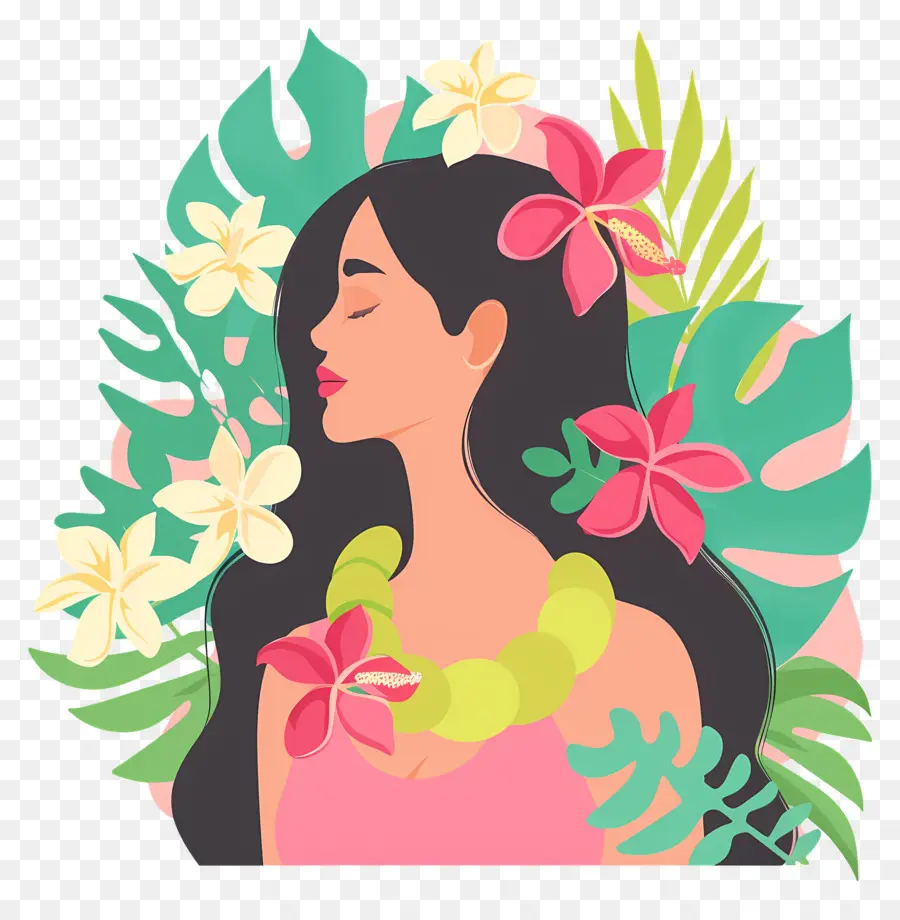 Salão De Beleza，Mulher Com Flores PNG