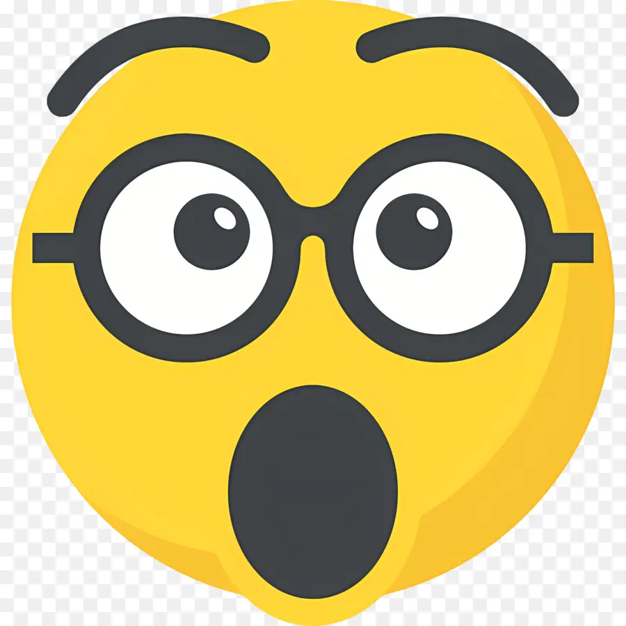 Emoji Nerd，Emoji Surpreso PNG