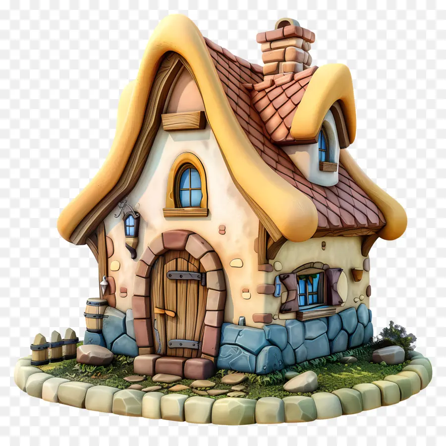 Casa 3d，Casa Pequena E Fofa De Doodle PNG