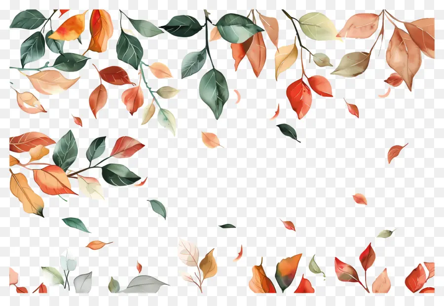 Folhas Caídas，Folhas E Flores De Outono PNG