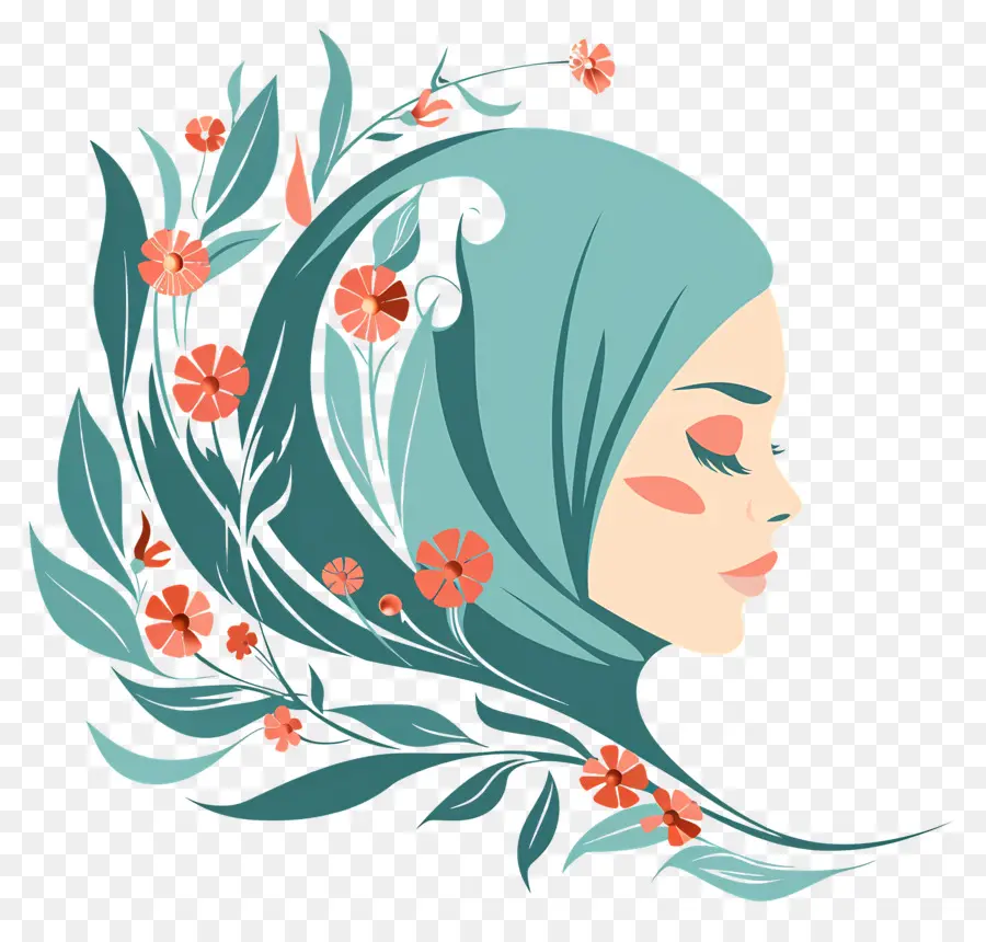 Salão De Beleza，Hijab Floral PNG