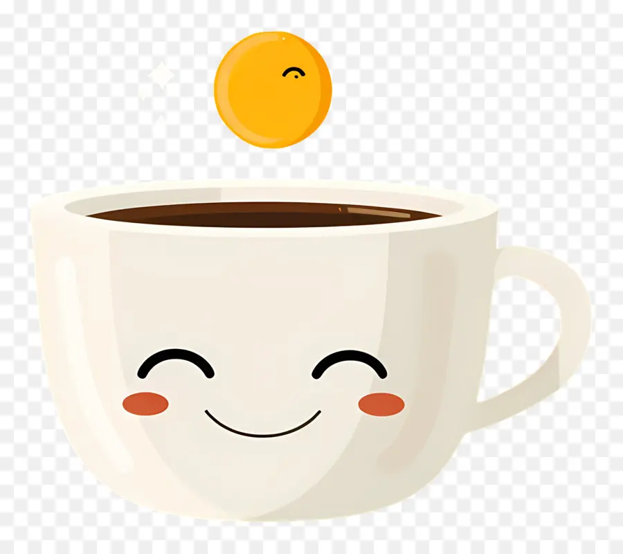 Café Kawaii，Xícara De Café Sorridente PNG