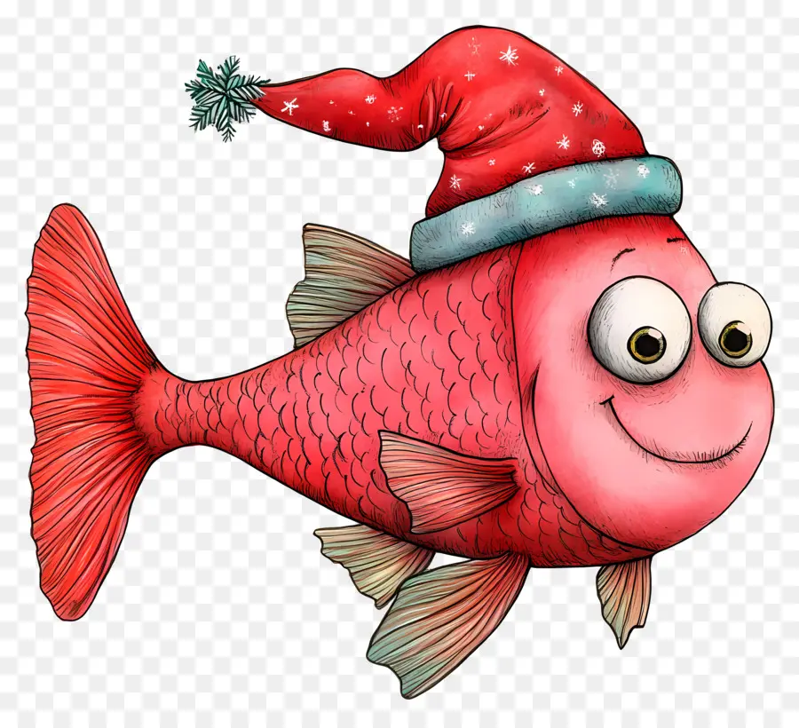 Peixe De Natal，Peixe Com Chapéu De Papai Noel PNG