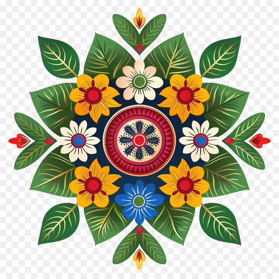 Pookalam，Mandala Floral PNG