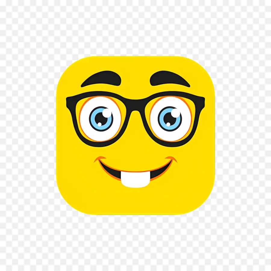 Emoji Nerd，Rosto Amarelo Com óculos PNG