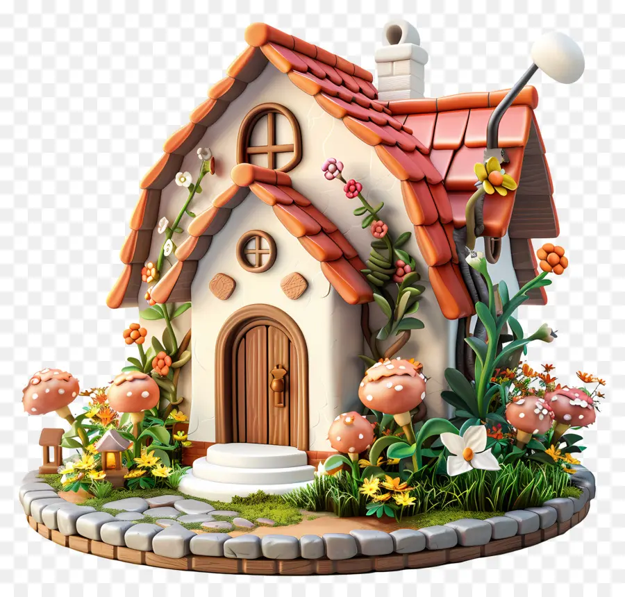 Casa 3d，Casa Fofa De Doodle PNG