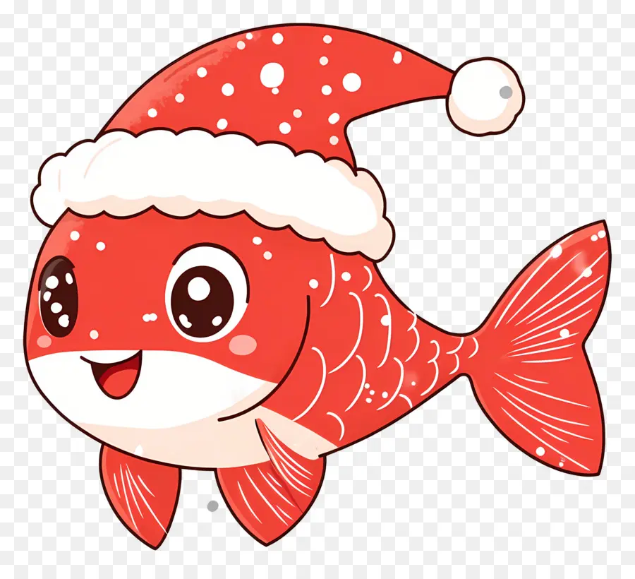 Peixe De Natal，Peixe Fofo Com Chapéu De Papai Noel PNG