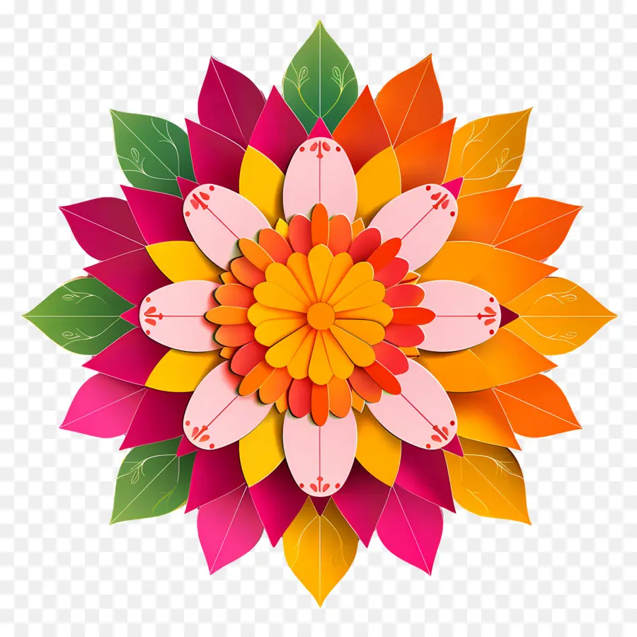 Pookalam，Flor Colorida PNG