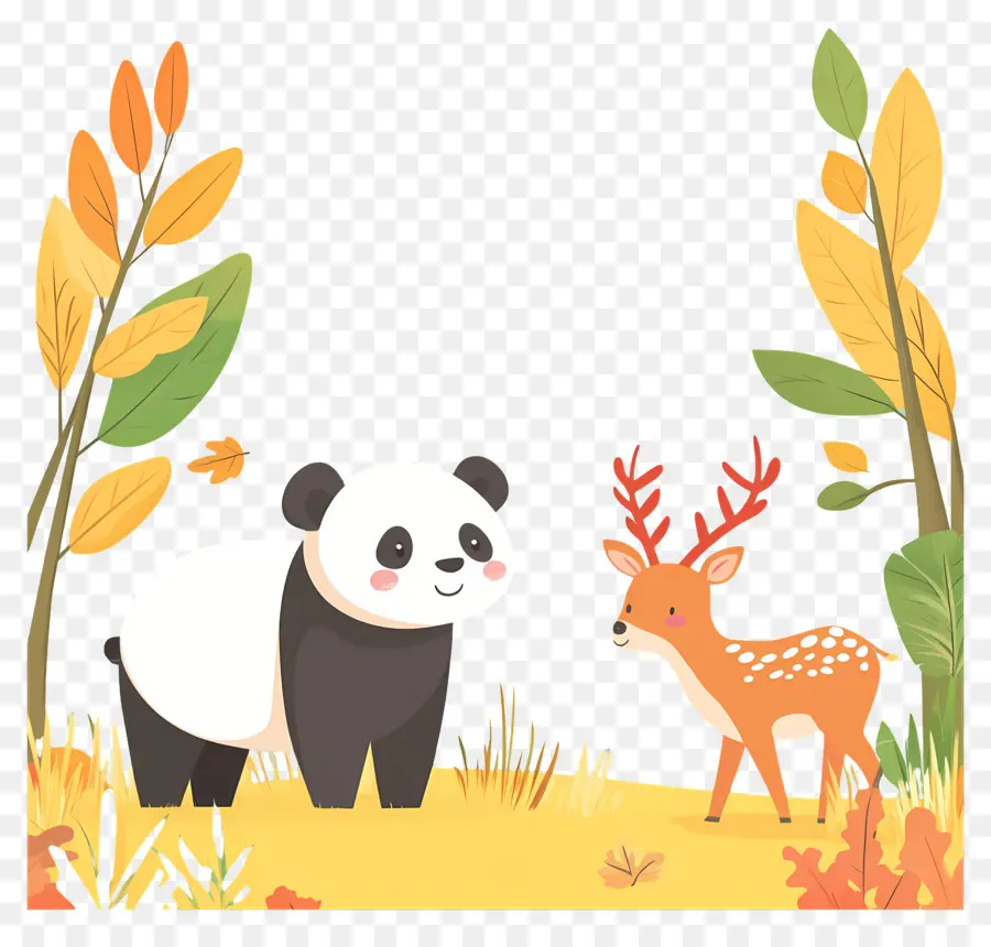 Artofzoo，Panda E Veado PNG