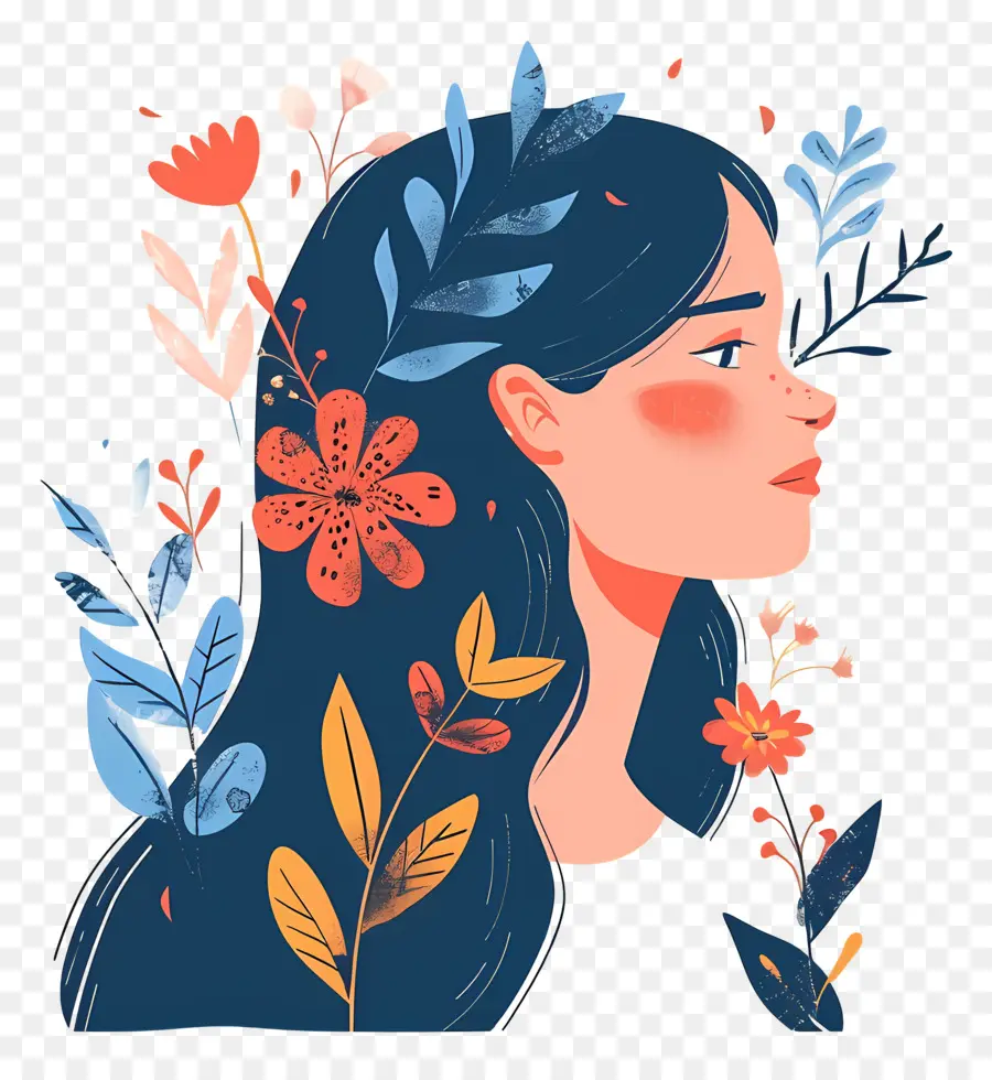 Salão De Beleza，Mulher Com Flores PNG