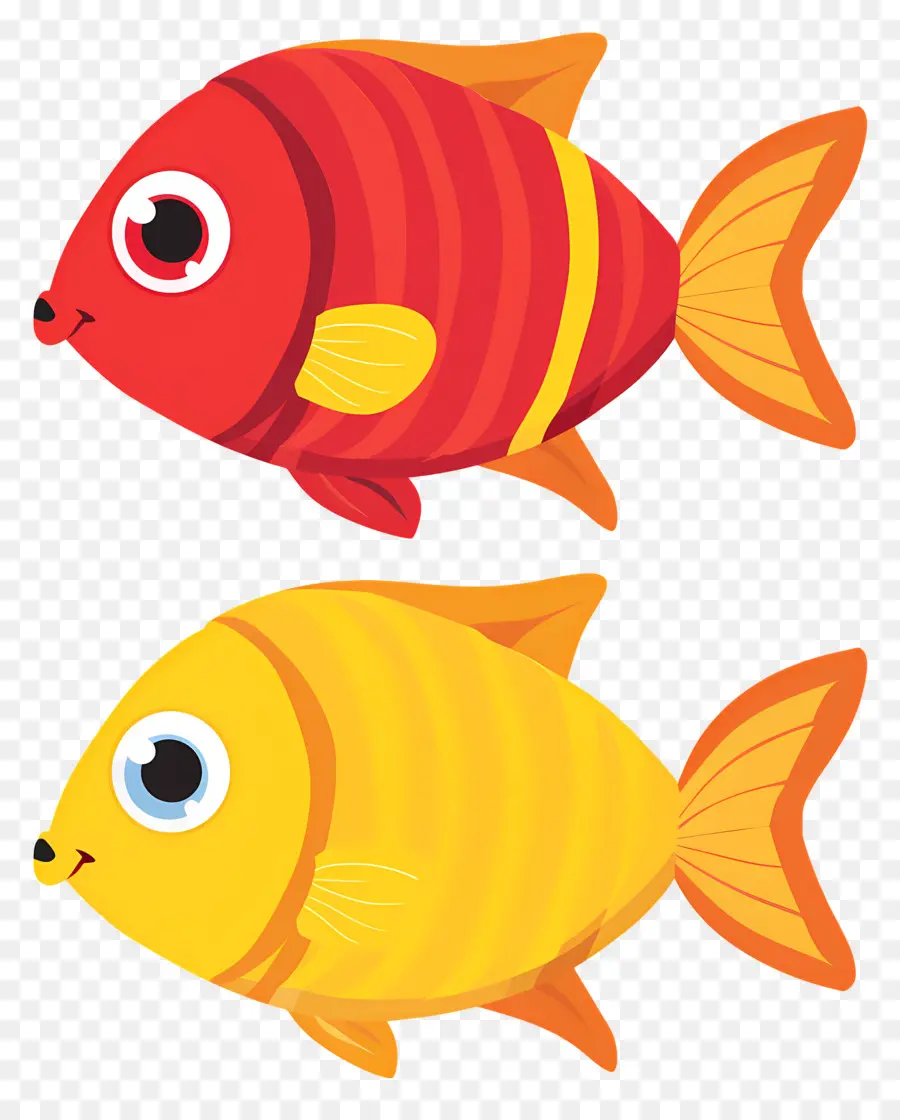 Peixe De Desenho Animado，Peixe Vermelho E Amarelo PNG