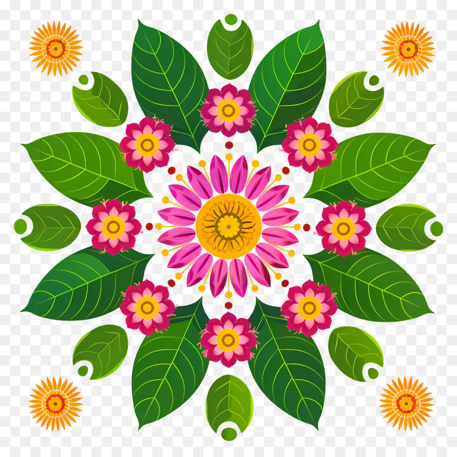 Pookalam，Padrão De Flor Colorida PNG