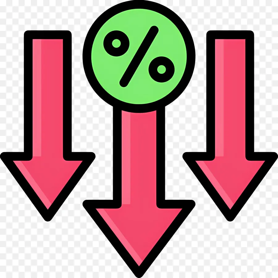 Seta Para Baixo，Setas Para Baixo Com Porcentagem PNG