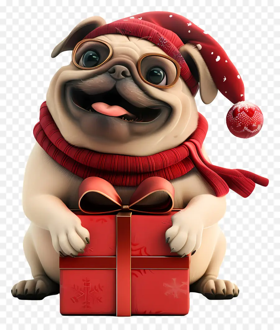 Cachorro 3d，Pug Com Roupas De Inverno PNG