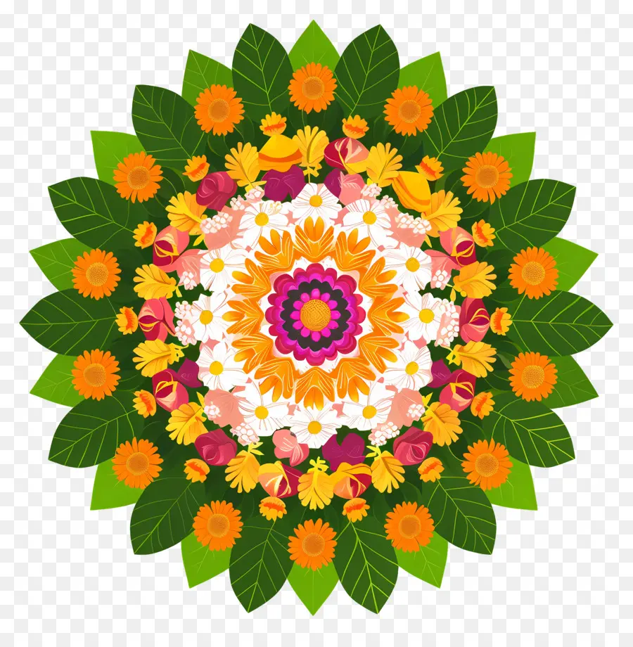 Pookalam，Flores Coloridas PNG