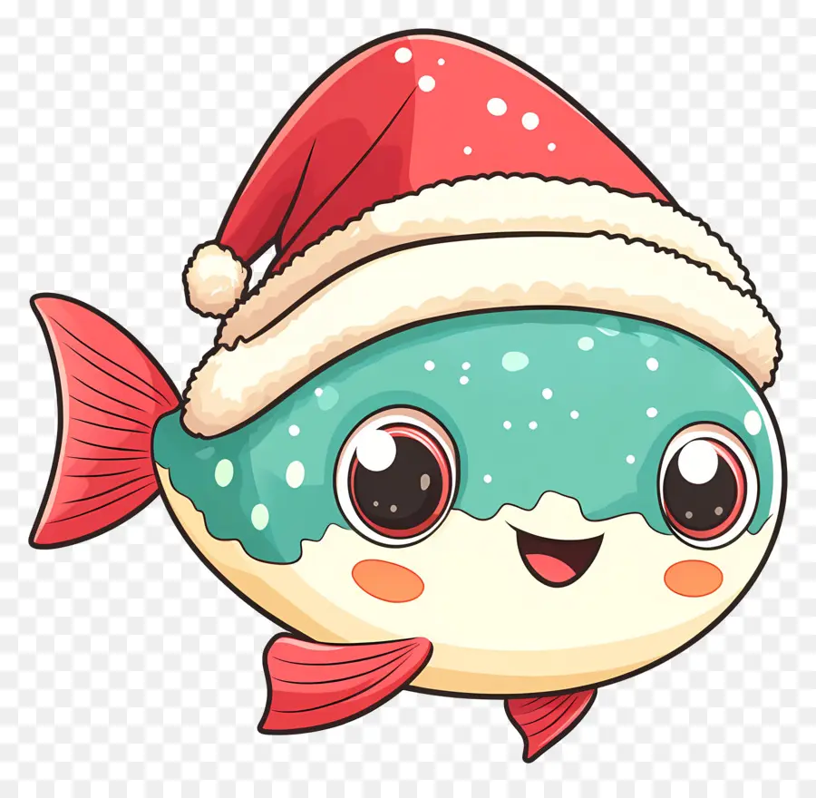 Peixe De Natal，Peixe Fofo Com Chapéu De Papai Noel PNG