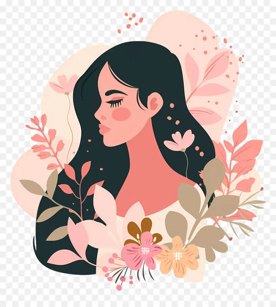 Salão De Beleza，Mulher Com Flores PNG