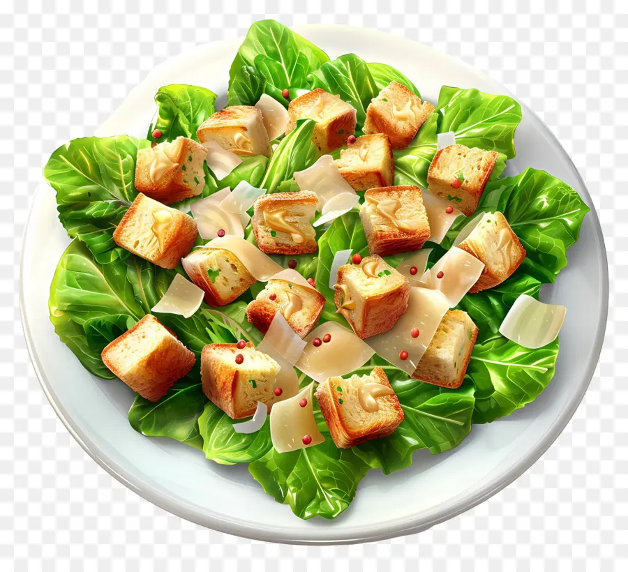 Salada César，Salada Com Croutons PNG