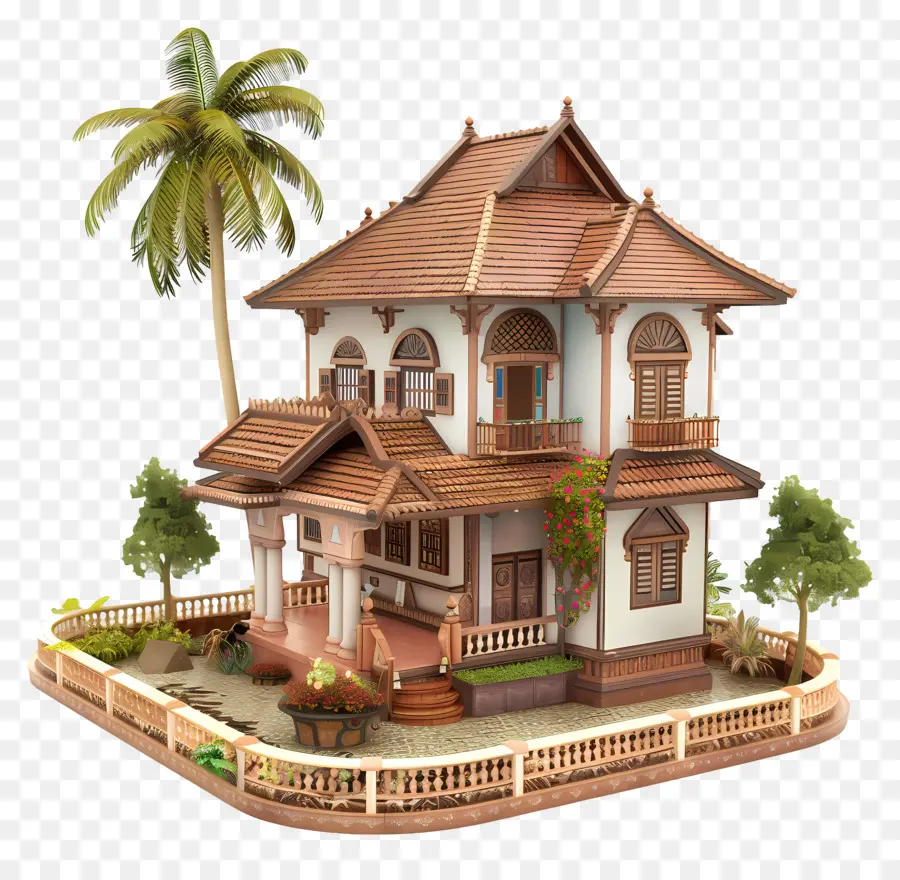 Casa 3d，Casa Fofa De Doodle PNG