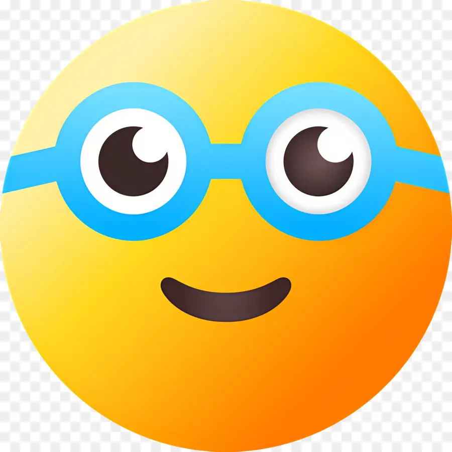 Emoji Nerd，Emoji Amarelo Com óculos PNG