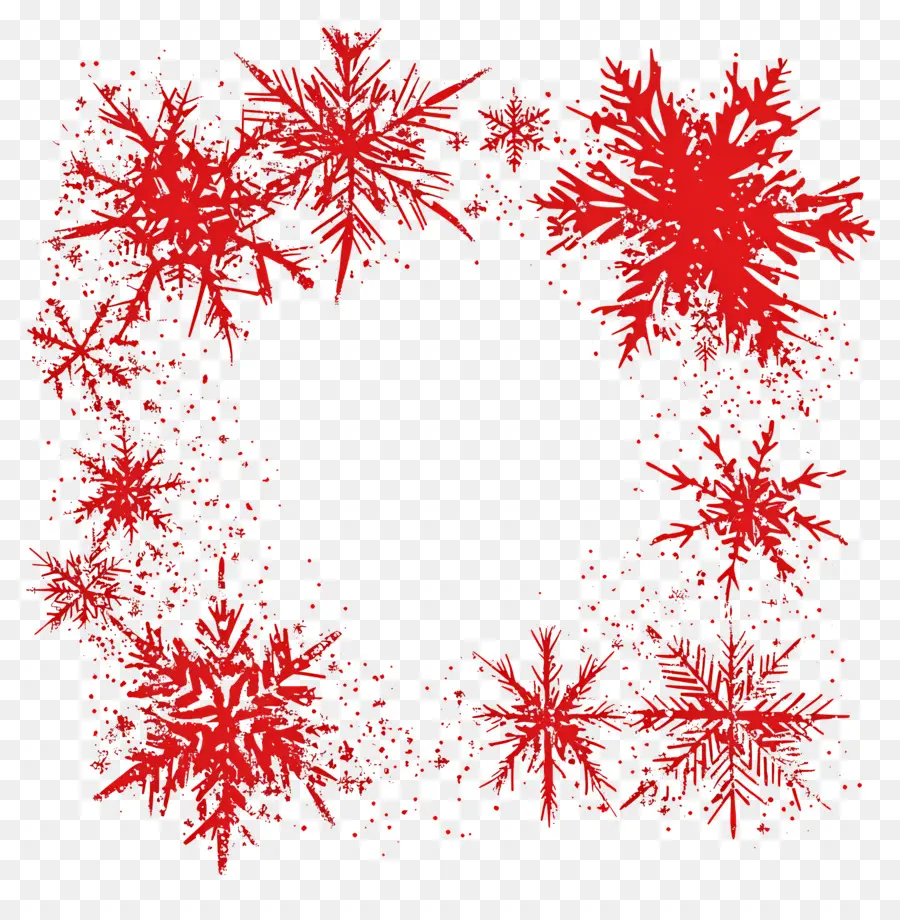 Moldura De Natal Vermelha，Flocos De Neve Vermelhos PNG