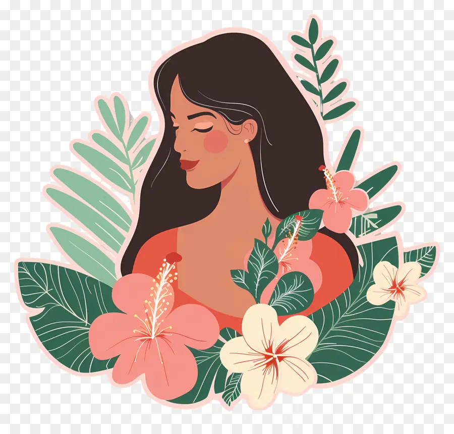 Salão De Beleza，Mulher Com Flores PNG