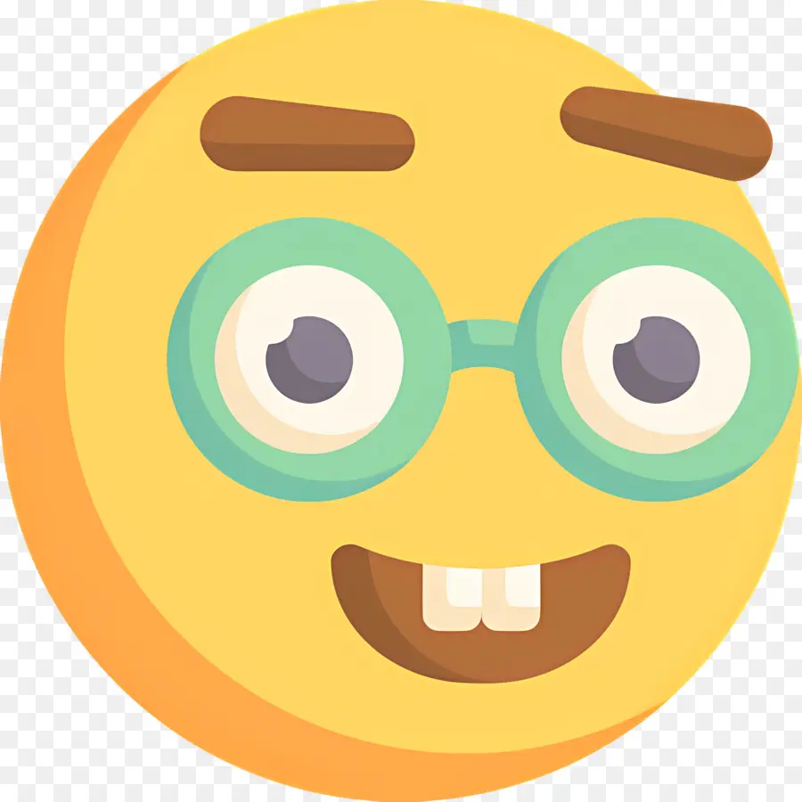 Emoji Nerd，Emoji Amarelo Com óculos PNG