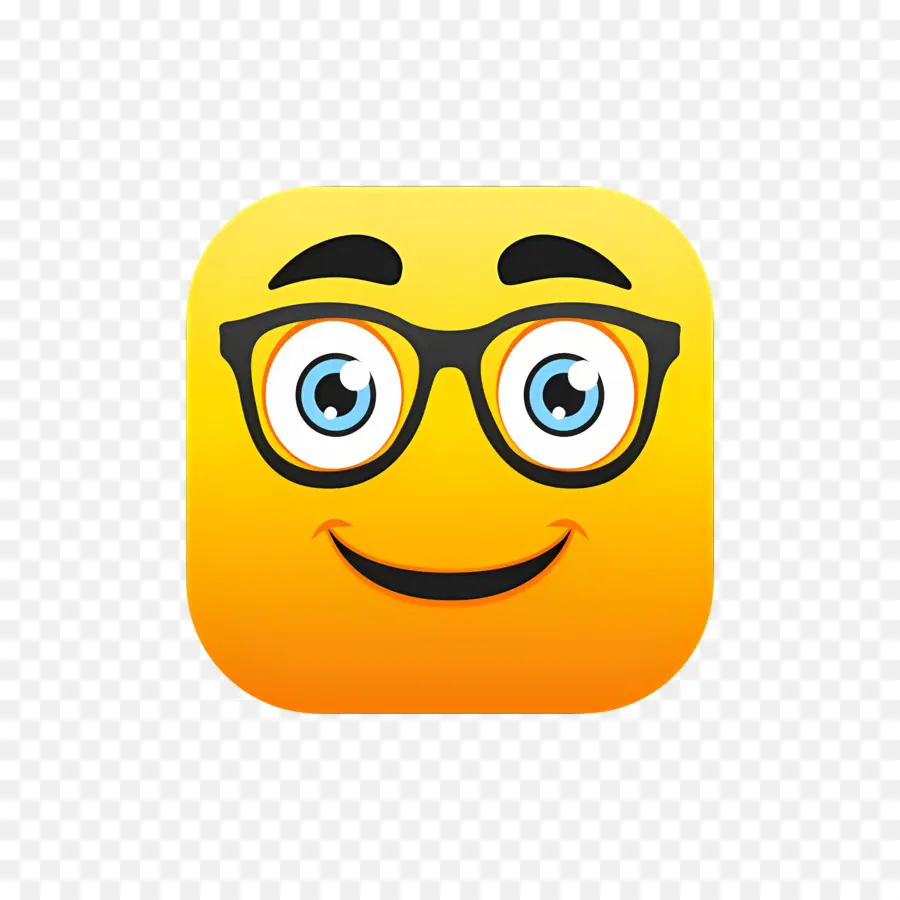 Emoji Nerd，Rosto Amarelo Com óculos PNG