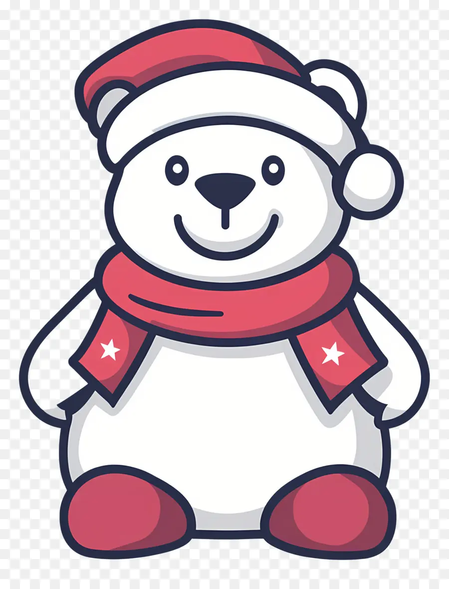 Urso De Natal，Urso Branco Com Lenço Vermelho PNG