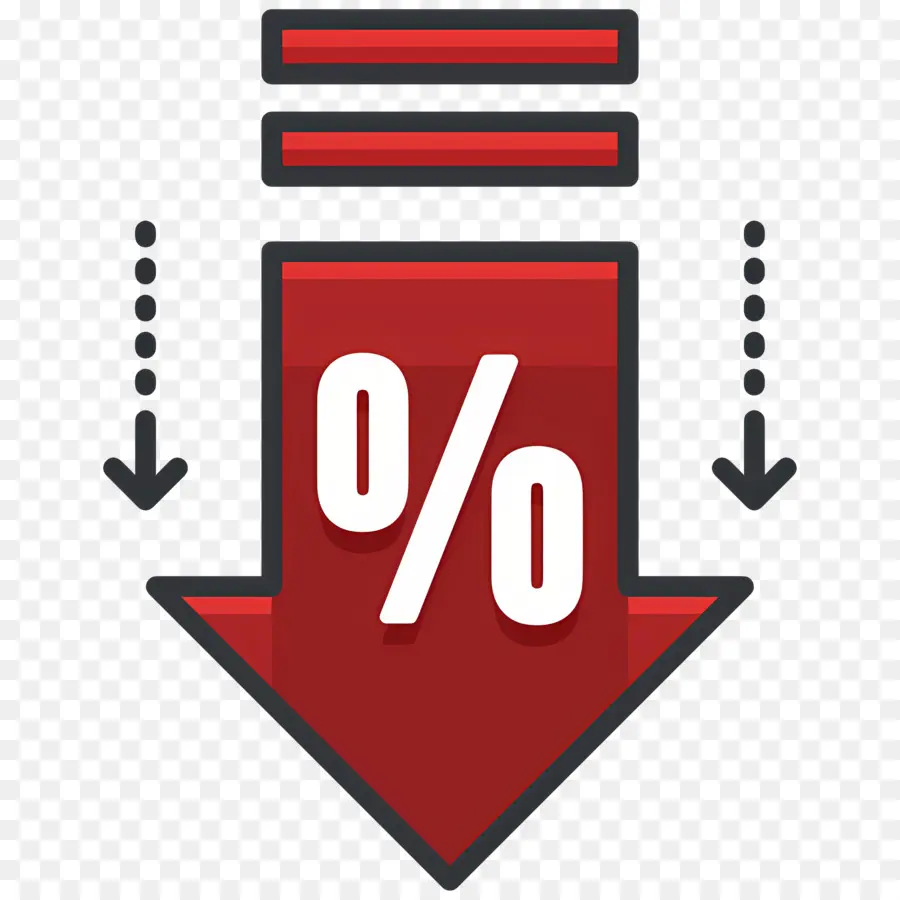 Seta Para Baixo，Porcentagem Decrescente PNG