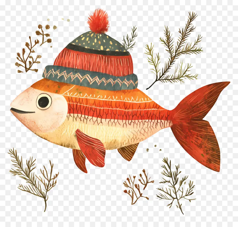 Peixe De Natal，Peixe Com Chapéu PNG