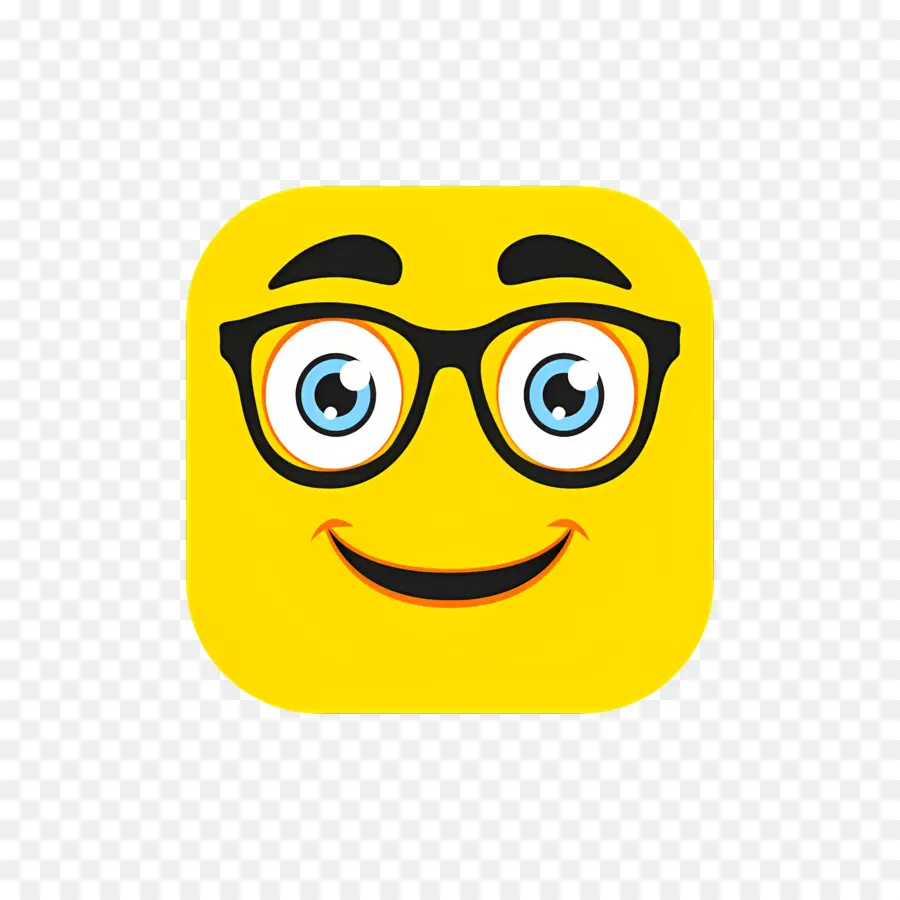 Emoji Nerd，Rosto Amarelo Com óculos PNG