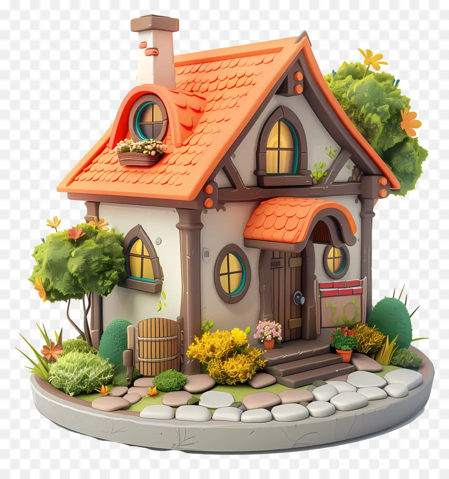 Casa 3d，Casa Fofa De Doodle PNG