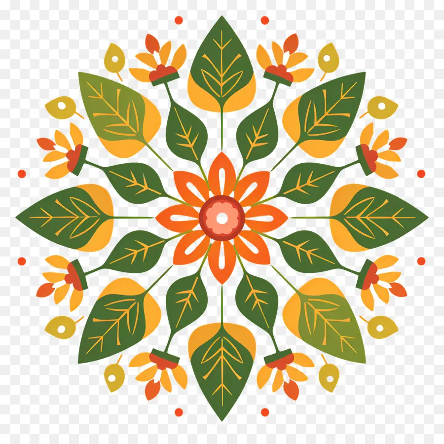 Pookalam，Mandala Floral PNG