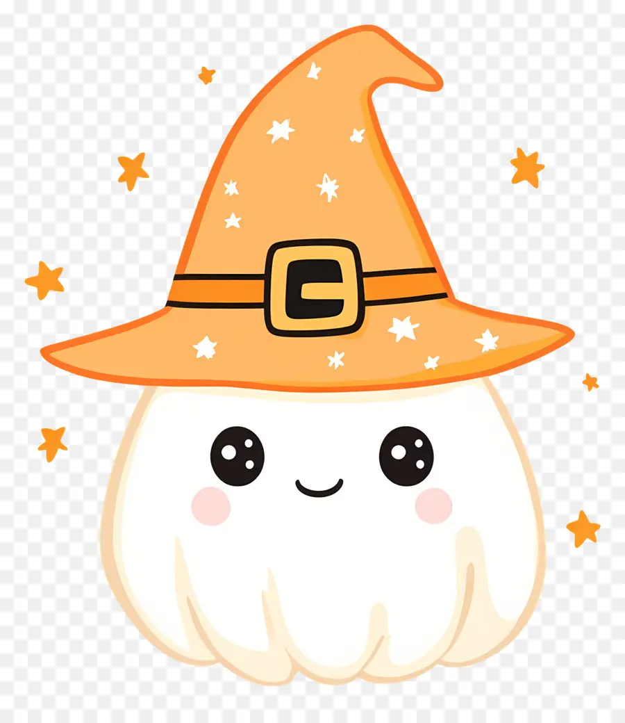 Chapéu De Halloween，Fantasma Fofo Com Chapéu De Bruxa PNG