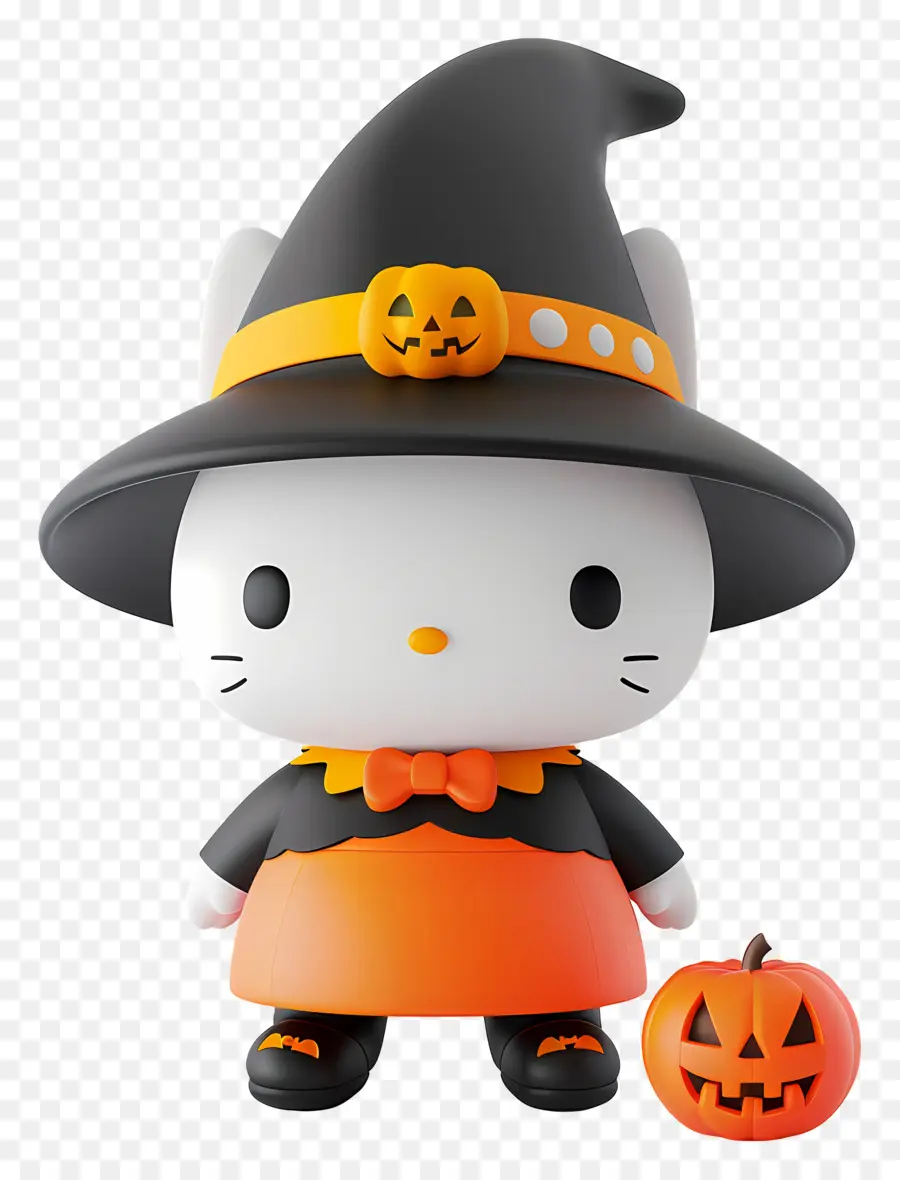 Olá Kitty Halloween，Bruxa Gato PNG