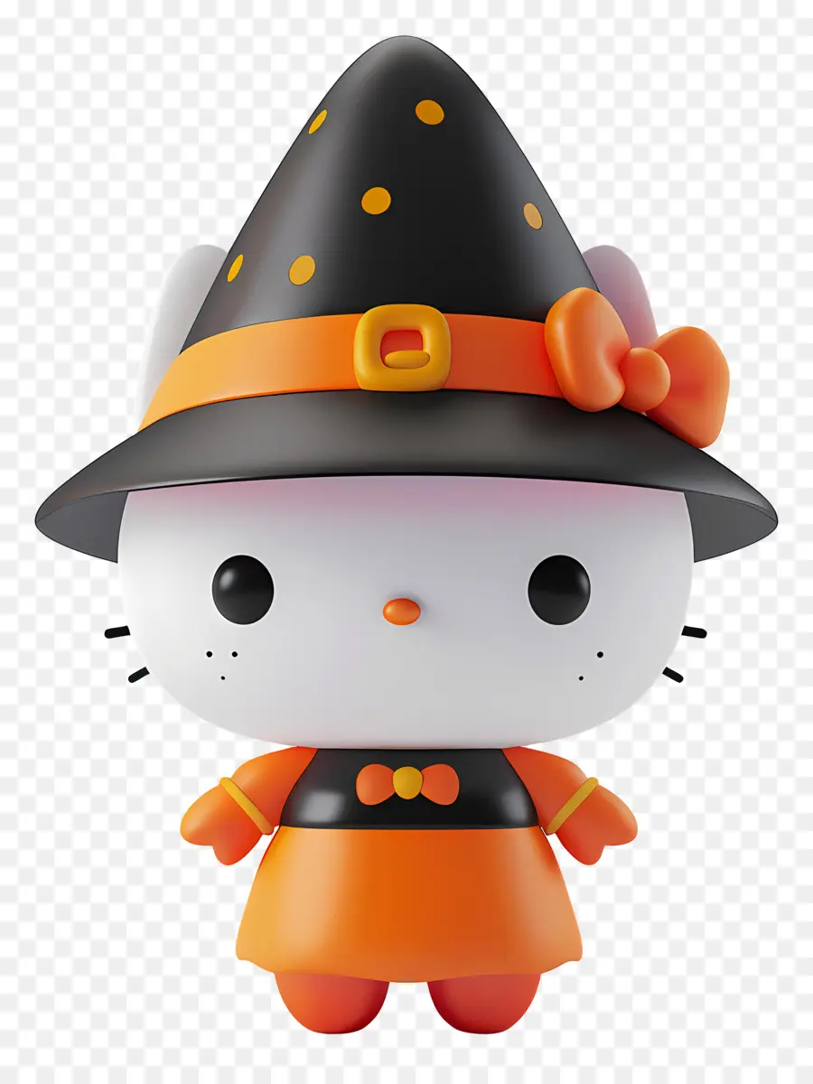 Olá Kitty Halloween，Bruxa Gato PNG