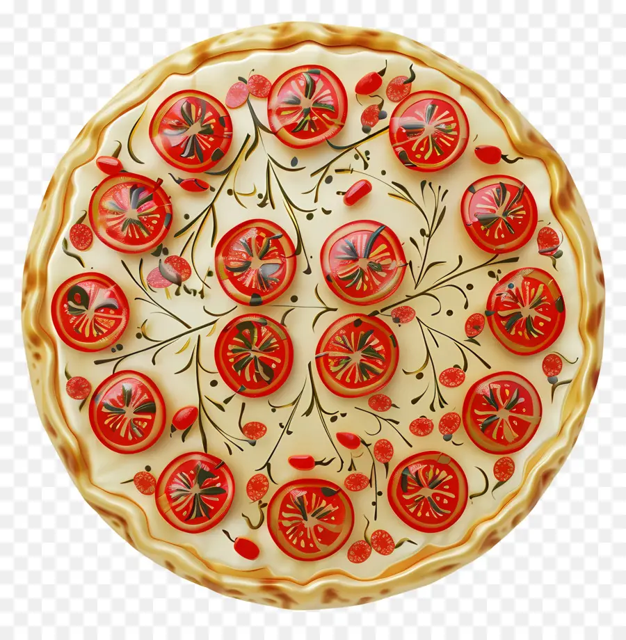 Pizza Com Vista Superior，Pizza De Tomate PNG